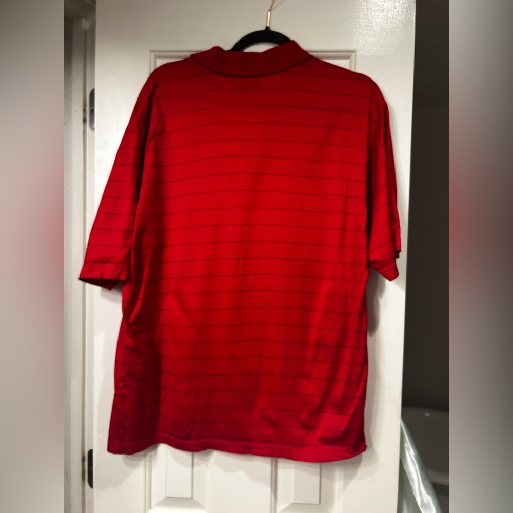 Masters Clubhouse Collection Striped Polo Golf Shirt Mens Red Large M Stretch - Picture 3 of 4